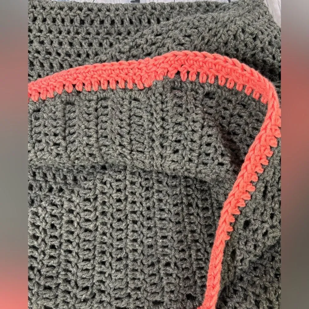 Handknit Gray Melon Cap Sleeve Pullover Hooded Boho Whimsigoth Sweater Vest S